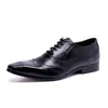 2023 Top Quality Elegant Men Dress Shoes Genuine Leather Black Lace Up Men Wedding Shoes Brogue Shoes Male