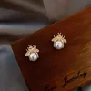 Honey Bee Pearl Stud Earrings Women Exquisite Small Elegant Earring Ladies Wedding Party Birthday Jewelry Gifts