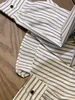 Novo design 2023 100%algodão camisa listra camisa de manga longa bordado bolso tops office senhora básica