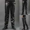 Herrenhose Herren Latex Lang Glänzend Wet Look PU-Leder Glänzend Mittlere Taille Gerade Hose Party Bar Nachtclub Bühnenshow Kostüm