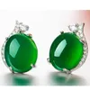 Stud Earrings Real Agate Jewelry For Women Silver S925 Round Simple Crown Jade Fine Valentine 925