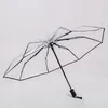 Ombrelli per uomo e donna, ombrello trasparente completamente automatico, rete rossa, piega ispessita in fibra POE per studenti