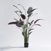 Fleurs décoratives Plante Artificielle Plume Arrowroot Faux Feuilles Pour Salon Décor Décoration Moderne