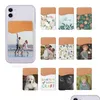 Other Festive Party Supplies Sublimation Card Holder Pu Leather Mobile Phone Back Sticker With Adhesive White Blank Money Pocket C Dhzly