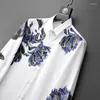 Casual shirts voor heren 2023 Luxe Rhinestone Men Men Lange mouw Slim Business Formeel overhemd Sociale praty kleding Camisa Masculina