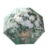 Umbrellas Automatic Sun Umbrella Female Parasol Woman Fully Folding Oil Painting Anti-UV Sunshade Parapluie