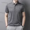 Мужские Polos New Summer Solid Slim Fit полосатой дизайнерской рубашки с коротким рукавом высококачественный обычный бизнес социальный Y2303