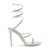 Sandaler Summer Luxury Crystal High Heel Women Snake Strap Gladiator för öppen tå modeklänning 230329