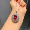 Ensemble de bijoux en diamant rubis de laboratoire de fleurs en or 14 carats, bagues de fiançailles, boucles d'oreilles, collier pour femmes, bijoux de mariée, cadeau