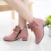 Sneakers musim semi dingin anak kulit sepatu Perempuan wanita hak tinggi moda bunga untuk merah 230329