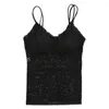 CAMISOS Tanks v-neck sling verwijderingsblokken bra vest holle kant casual ondergoed top vrouw brasier sporten zonder frame