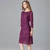 Повседневные платья фиолетовое цвет элегантное кружевное платье Осеннее платье Женское вышивание вышив