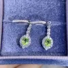 Hoop oorbellen Natural Real Green Peridot Luxury Earring 4 5mm 0,5ct 2pcs Gemstone 925 Sterling Silver Per Sieraden Fijn X22837