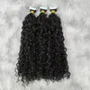 Wefts 4B/4C 인간 헤어 확장 기계 레미 브라질 곱슬 자연 피부 씨프 테이프 접착 성 보이지 않는 80pcs 플래티넘 jyz