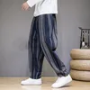 Pantalons pour hommes 2023 Hommes Joggers Coton Lin Side Stripe Hommes Harem Pantalon Vintage Cordon Casual Male Harajuku Streetwear 4XL 230329