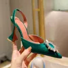 Amina muaddi Begum Kristal verfraaide gesp vlek Pumps schoenen spoel Hakken sandalen dames luxe ontwerpers Geklede schoen Avond Slingback sandaal 9,5 cm maat 35---42
