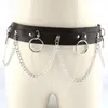 Bälten Kvinnor Män Belt Punk Gothic Faux Leather Metal Chain Ring midja Strep Street Dance Decor