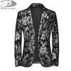 Costumes pour hommes Blazers Automne / Hiver Veste de costume pour hommes Manteaux d'impression de fleurs classiques Banquet Chanteur Scène Hôte Robe de soirée Costume Homme Slim Fit Blazer 230329