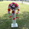 Party Decor White Roman Column With Artificial Rose Lily Flower Road Cited Aisle Runners Pillar for Wedding Celebration Decoration