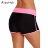 Damen-Bademode Aleumdr Schwarz-weiß gestreifte Trimm-Badeshorts LC410794