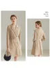 Robes décontractées FSLE Office Lady Notched Full Sleeve Women Dress Spring Solid Button Straigth Women Dress Version coréenne avancée 230329