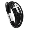 Bangle Braided Blue Color Leather Bracelets For Men Armband Heren Trendy Genuine With Magnetic Factory Wholesale