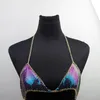 Цепи Cool Sexy Sexy Sexe Sequin Bra Bra Bikini BodyChain Niwomen заявление металлические колье Bralette Bralette пляж