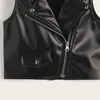 Waistcoat Baby Girl Pu Leather Vest Spring Autumn Tops Children Soft Leather Jacket Kids Vest INS 2-8 Years Wz830 230329