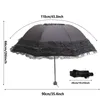 Parapluies ensoleillés et pluvieux pour femmes Protection de la mode UV Dentelle Parasol pliant Revêtement noir Anti