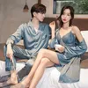 Vêtements de nuit pour femmes Sexy Patchwork dentelle chemise de nuit femme Kimono Robe de bain Robe de nuit ample rayonne maison Robe printemps été Couple