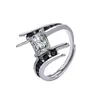 Cluster Rings Trendy Black Zircon 925 Sterling Silver Ring for Women Jewelry Justerbar Crystal Square Geometric Cool Lady Giftcluster