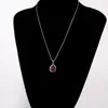 Pendant Necklaces KONGMOON 7x9mm Pear Red CZ Black Cherry Fire Opal Silver Plated Jewelry For Women Necklace