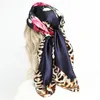 Scarves Fashion Silk Square Scarf for Women Hair Band Soft Neckerchief Vintage Hijab Flower Print Headscarf Female Pashmina Bandana 230328