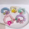 2023 Nieuw Korea Fashion Girl Princess Ponytail Hair Accessories Children's Zoete kleurrijke bloemen kralen Dunne darm haarring