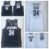 Uconn Huskies Basket College Ray Allen Maglie 34 Uomini Squadra universitaria Blu navy Colore bianco Per gli appassionati di sport Camicia Traspirante Puro cotone Tutti gli uomini NCAA