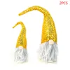 Décorations de Noël 2pcs / set Joyeux Sequin Suédois Santa Gnome En Peluche Poupée Ornement À La Main Elf Jouet Maison De Vacances Décor De Fête M76D1