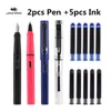 Diftowe Pensje Fontanne Jinhao 5pcs Ink Blue 2pcs Biuro Business Fountain Pen Student School School Siedziki