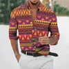 Camicie casual da uomo Vacanza casual da uomo a maniche lunghe Aloha Camicia hawaiana Etnica indiana stampata tropicale Aloha Camicetta azteca Camisa Hawaiana W0328