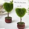 100 pezzi Bomboniere regalo Piante in vaso verdi Titolare della carta segnaposto per tema verde Topiaria Albero Luogo decorazione di nozze dh32