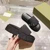 Tasarımcı Kadın Terlik Platformu Sandalet Kama Kanvas Sandalet Harf İşlemeli Slaytlar Moda Kutusu Ile Kalın Alt Terlik