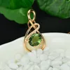 Pendant Necklaces 18K Rose Gold Plated High-end Elegant Line Emerald Simulation Tourmaline Green Gemstone Female Necklace