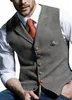 Herrvästar tweed kostym affärskläder för män randig midja punk väst groomman bröllop brwon svart grå jacka 230329