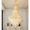 Lampadari di cristallo di lusso europei Lampade LED Lampadari moderni americani Luci Apparecchio Casa di lusso Villa Loft Scale Via Hall Hall Droplight Lustre Lamparas