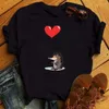 T-shirts pour femmes été décontracté manches courtes T-shirts hauts Kawaii femmes T-shirt Streetwear mignon T-shirt femme hérisson pissenlit imprimer