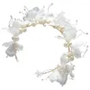 Headpieces Luxury Brides Headband Wedding Hair Accessories For Women Bridesmaids Handmade Flower Pearls Fairy Headwear Gifts