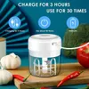 Fruit Vegetable Tools Electric Mini Garlic Chopper Portable Food Processor Onion Mincer Cordless Meat Grinder with USB Charging 230329