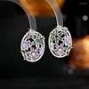 Kolczyki Dangle S925 Srebrna igła Nisza Purple Flower Flower Flower Flowery Brocad Wedding Biżuter