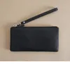 Portafogli in vera pelle di mucca da uomo Slim Soft Long Zipper Wallet Portamonete maschile Tasca per soldi Pochette Telefono femminile Pochette Porta carte