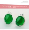 Stud Earrings Real Agate Jewelry For Women Silver S925 Round Simple Crown Jade Fine Valentine 925
