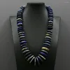 Choker GuaiGuai Jewelry Natural Blue Lapis Lazuli Wheel Shape Tower Chain Real Gems Stone Crystal Necklace Handmade For Women